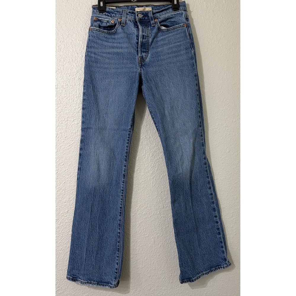 Levi's Women's Wedgie Bootcut 27 Blue Denim Retro Chic Button Fly 90s